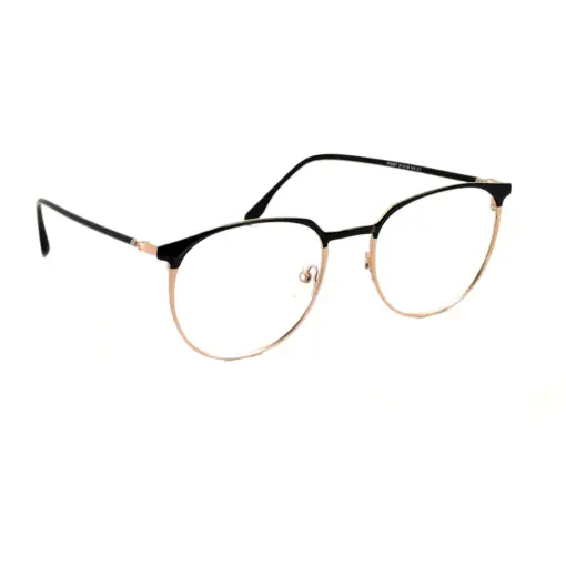 Black Gold Round Eyeglasses At chashmah