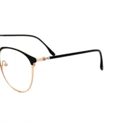 Black Gold Round Eyeglasses At chashmah