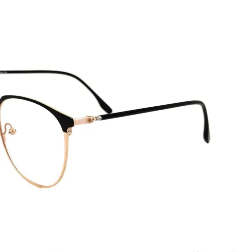 Black Gold Round Eyeglasses At chashmah