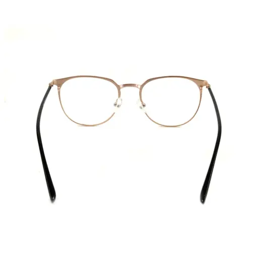 Black Gold Round Eyeglasses At chashmah
