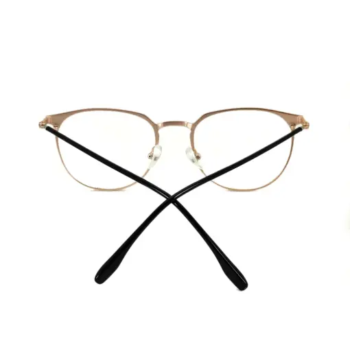 Black Gold Round Eyeglasses At chashmah