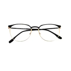 Black Gold Round Eyeglasses At chashmah