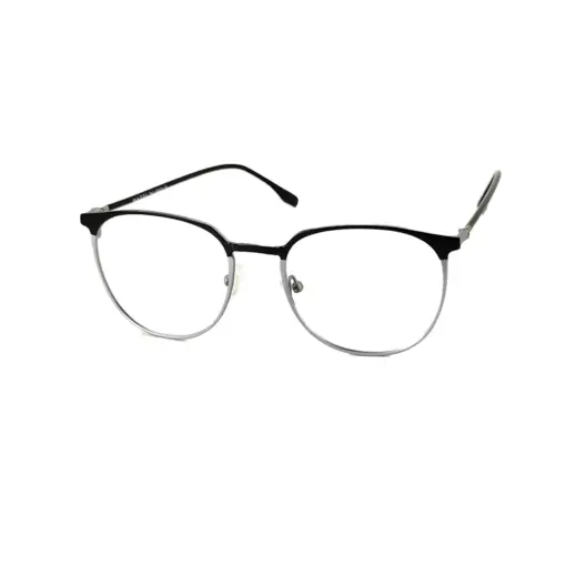 Black silver Round Eyeglasses at chashmah
