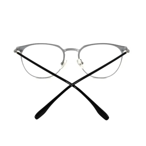 Black silver Round Eyeglasses at chashmah