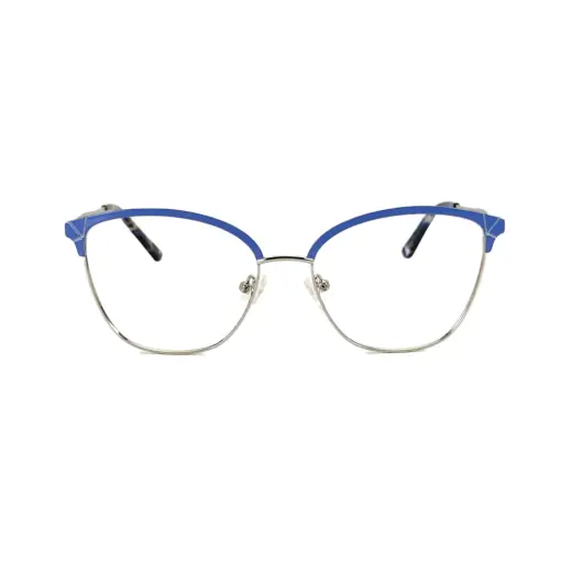 Silver Blue Modern Eyeglasses at chashma