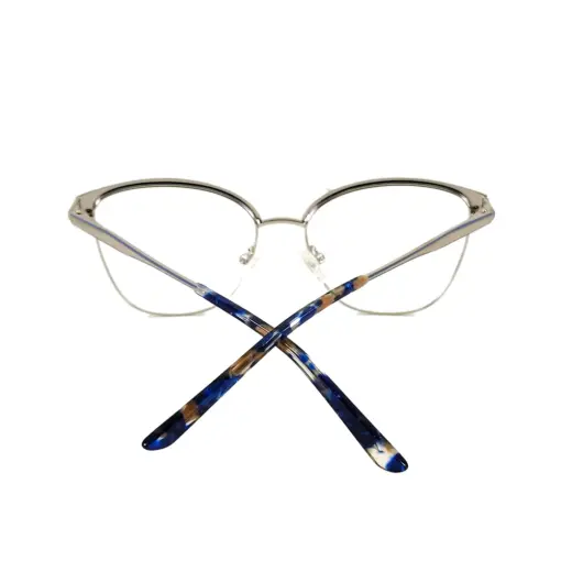Silver Blue Modern Eyeglasses at chashma
