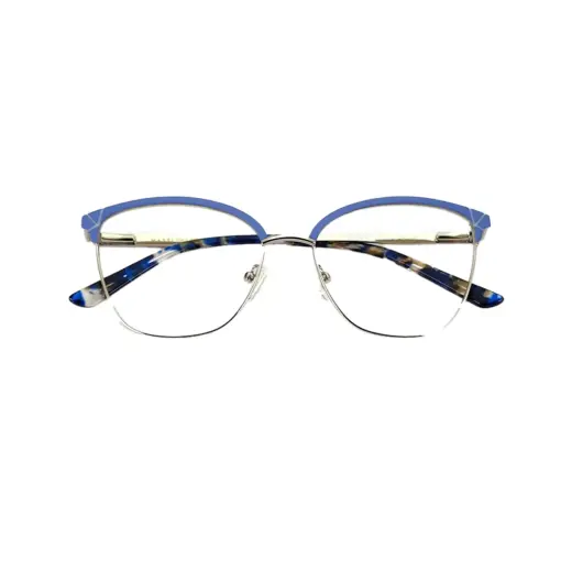 Silver Blue Modern Eyeglasses at chashma