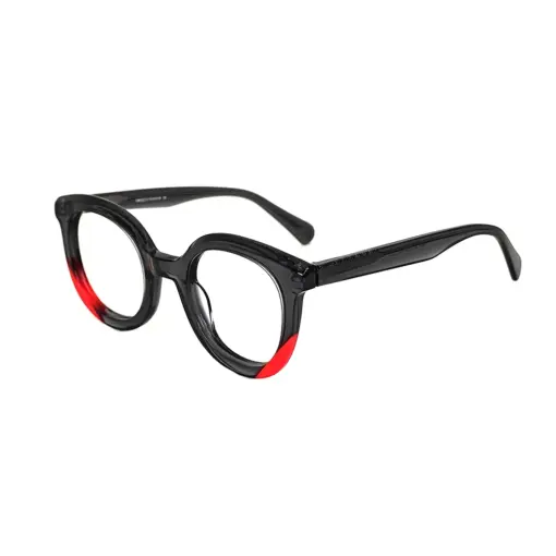 Black Bold Round Eyeglasses at chashma