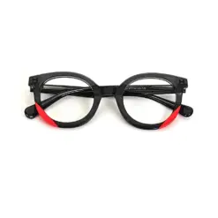 Black Bold Round Eyeglasses at chashma