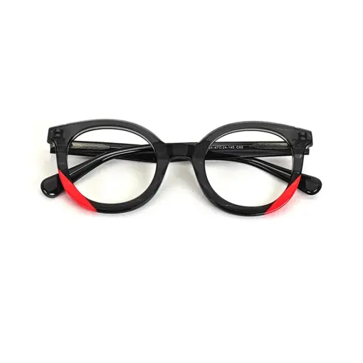 Black Bold Round Eyeglasses at chashma