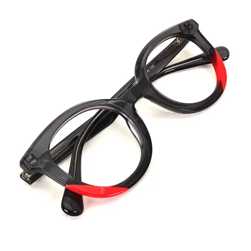 Black Bold Round Eyeglasses at chashma