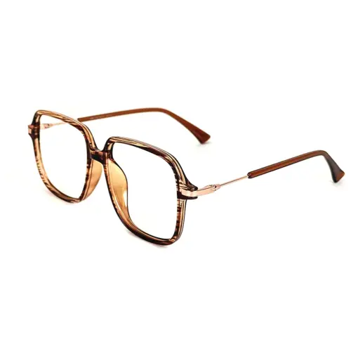Brown Retro Square Eyeglasses