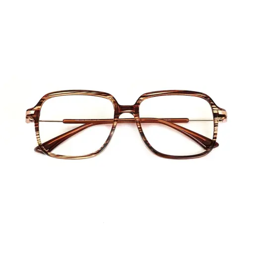 Brown Retro Square Eyeglasses