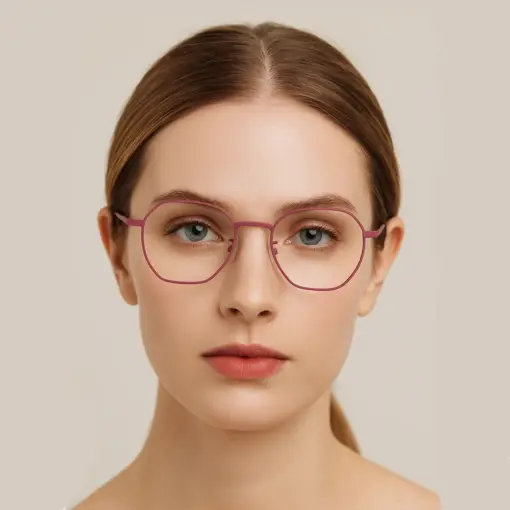 Mauve Metal Modern Eyeglasses - 3143 (2)