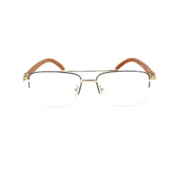 Golden Metal Wooden Eyeglasses at chashmah