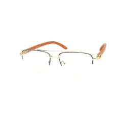 Golden Metal Wooden Eyeglasses at chashmah