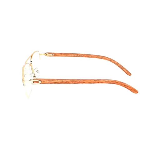 Golden Metal Wooden Eyeglasses at chashmah
