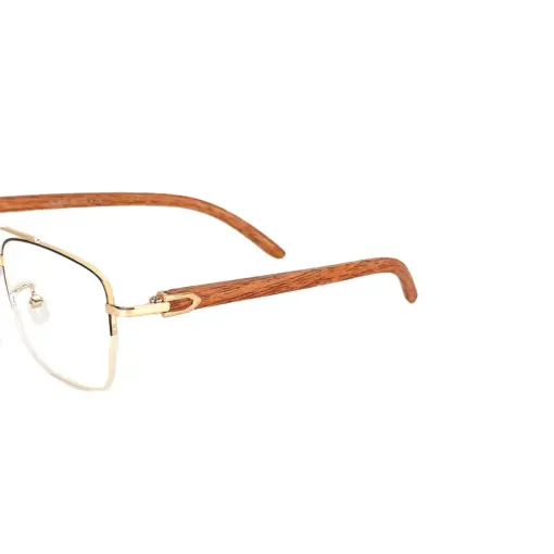 Golden Metal Wooden Eyeglasses at chashmah