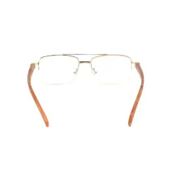 Golden Metal Wooden Eyeglasses at chashmah