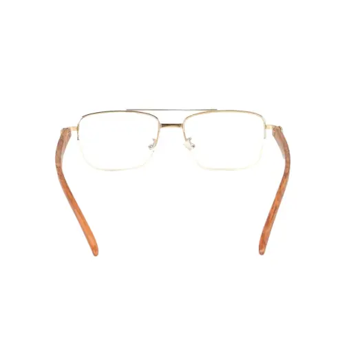 Golden Metal Wooden Eyeglasses at chashmah
