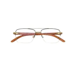 Golden Metal Wooden Eyeglasses at chashmah