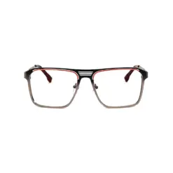 Silver Bold Metal Eyeglasses - 18716